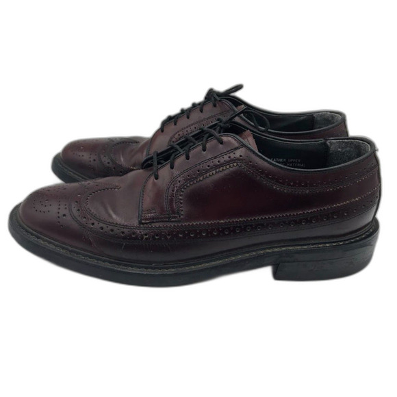 Vintage Thom McAn Men’s Burgundy Leather Wingtip Oxford Dress Shoes Size 9 main image 8